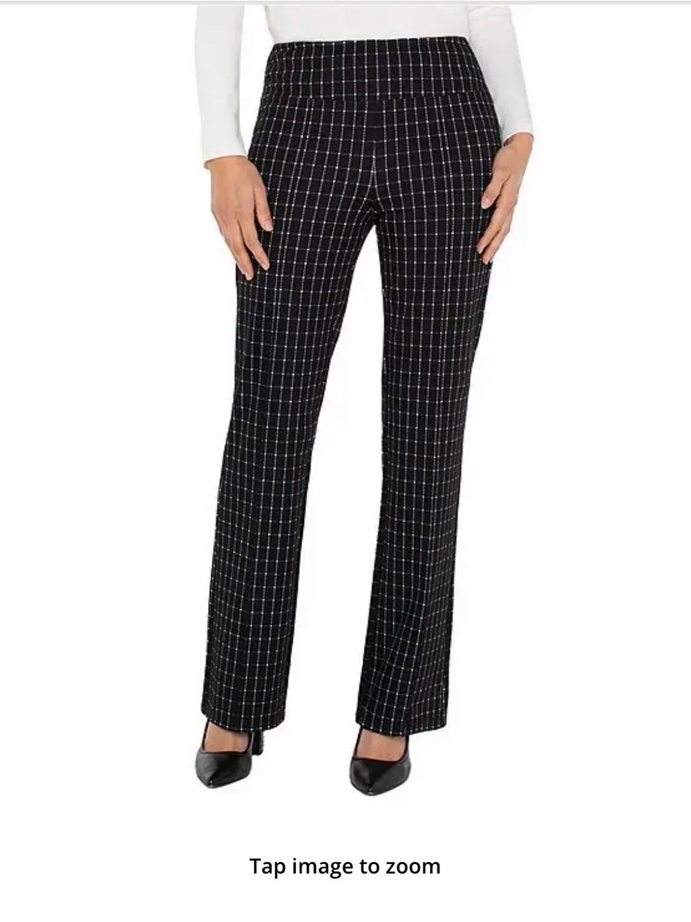 Liverpool Black Windowpane Straight Pull-On Trousers